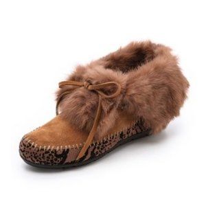 HOUSE OF HARLOW 1960 Women's Brown Maddox Fur Lined Booties - Black/ Brown